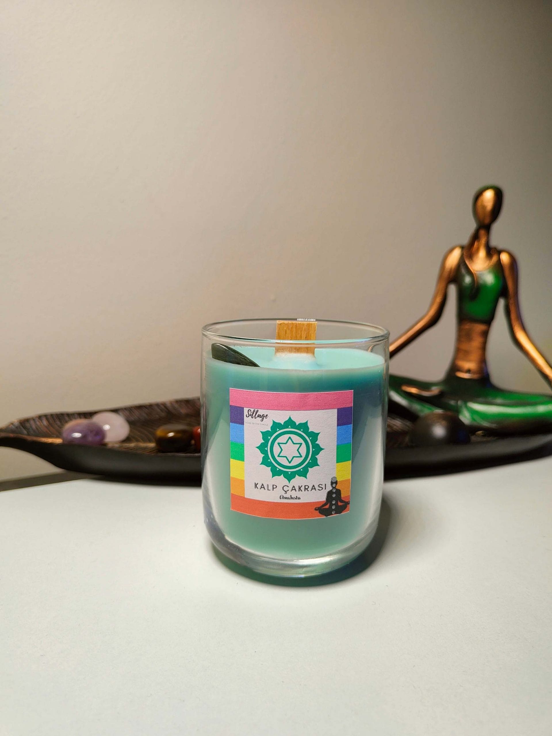 Kalp Çakrası Mumu Yoga Meditasyon Doğal Soya Wax görsel 1
