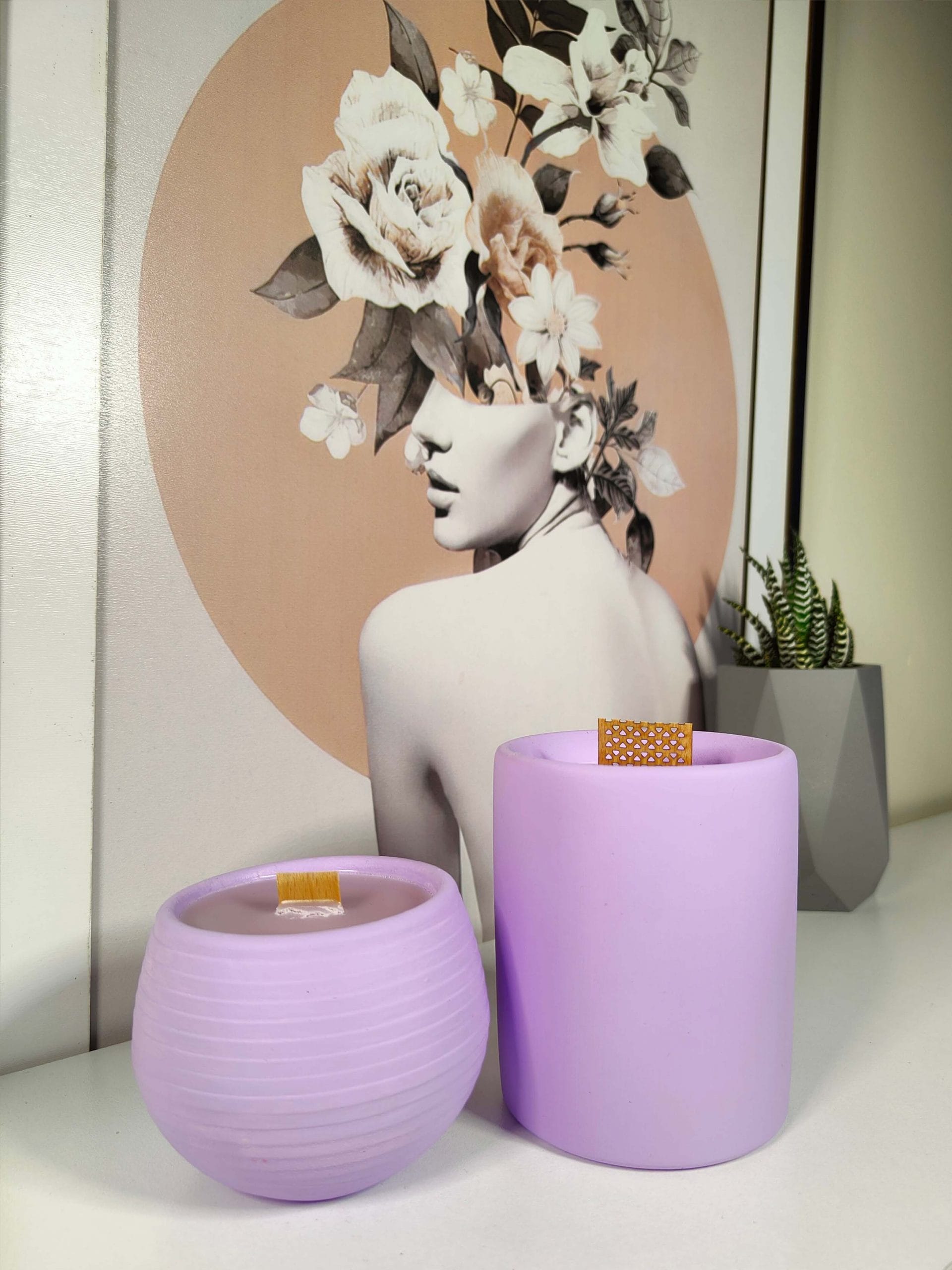 Bahar Çiçekleri Kokulu İkili Set 0 Soya wax Dekoratif Mum Lila