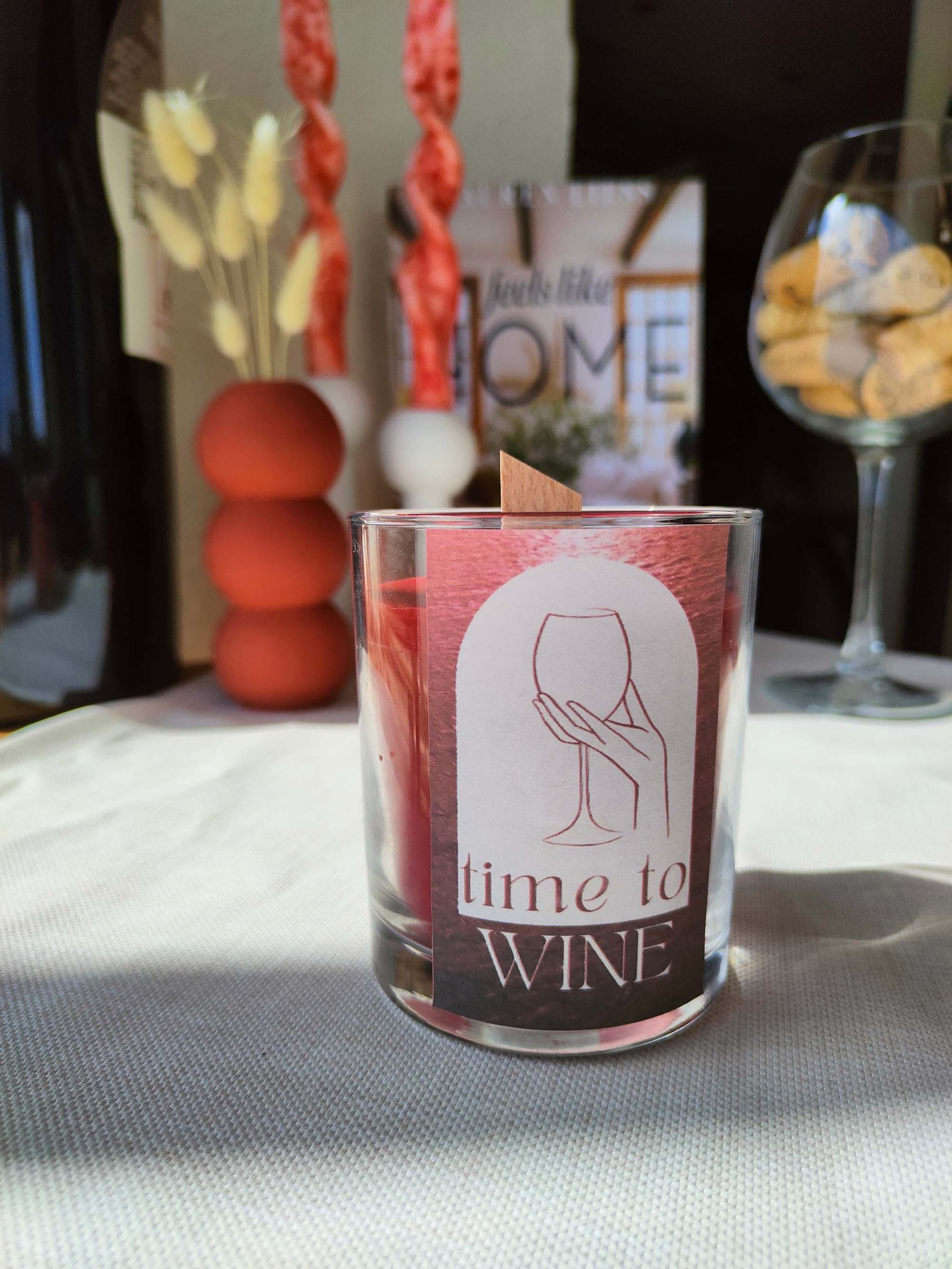 Time to Wine Champagne Rose Yabani Gül Kokulu Şarap Mumu