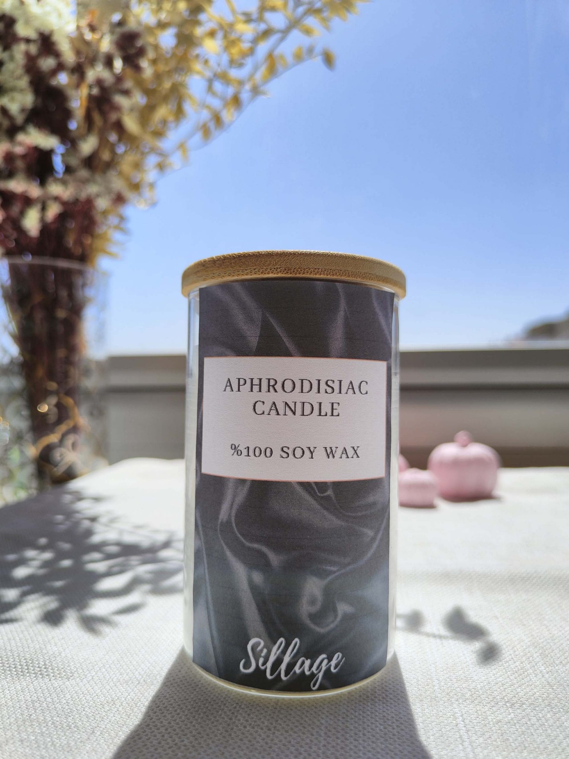 Afrodizyak Kokulu Mum Bambu Kapaklı Soya Organik Aromaterapi Mumu