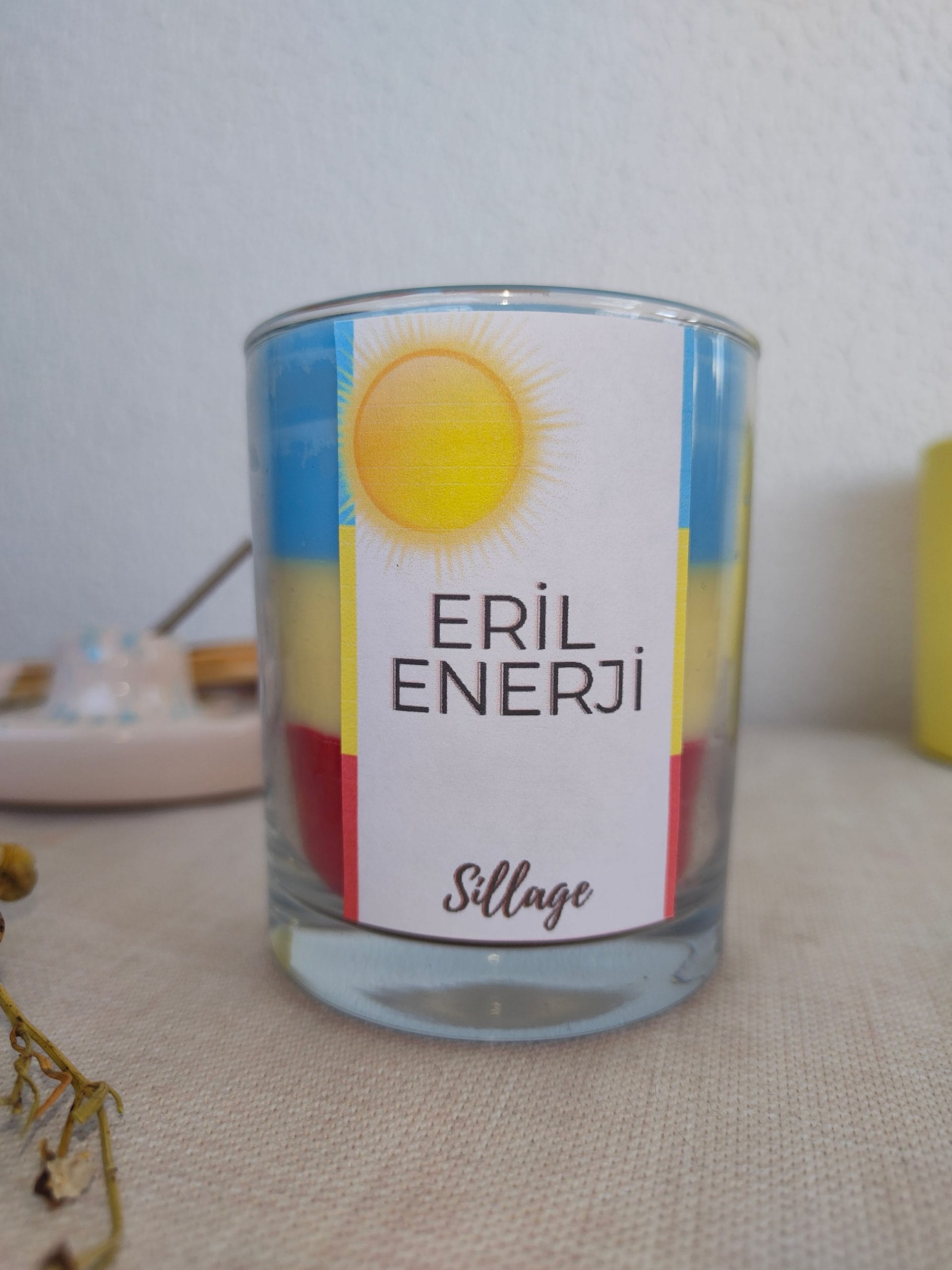 Eril Enerji Kokulu Güneş Taşı Meditasyon Yoga Ritüel Mumu görsel 1