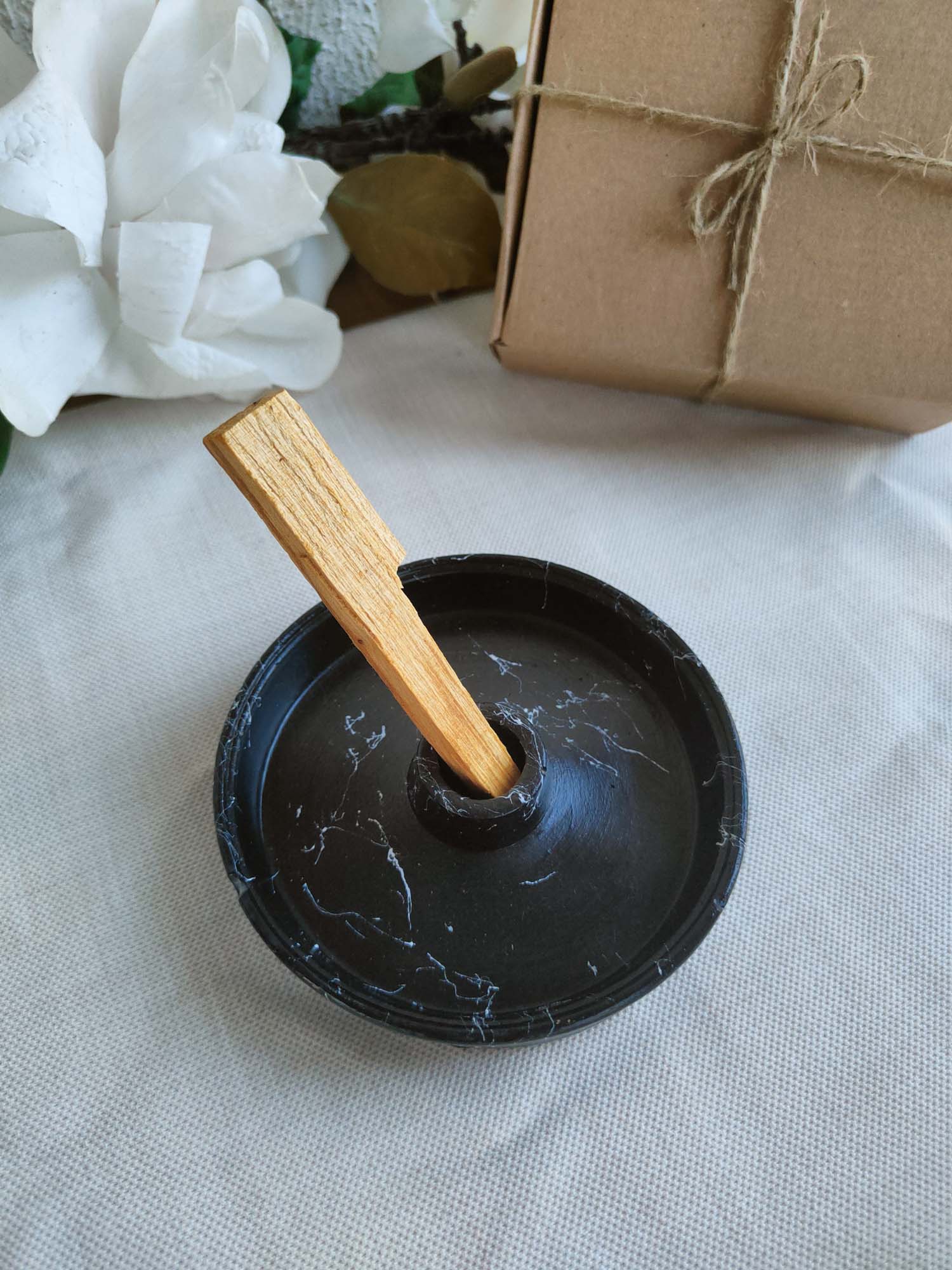 Dekoratif Siyah Palo Santo Tütsülük Şamdanlık Tasarım Tütsü Kabı