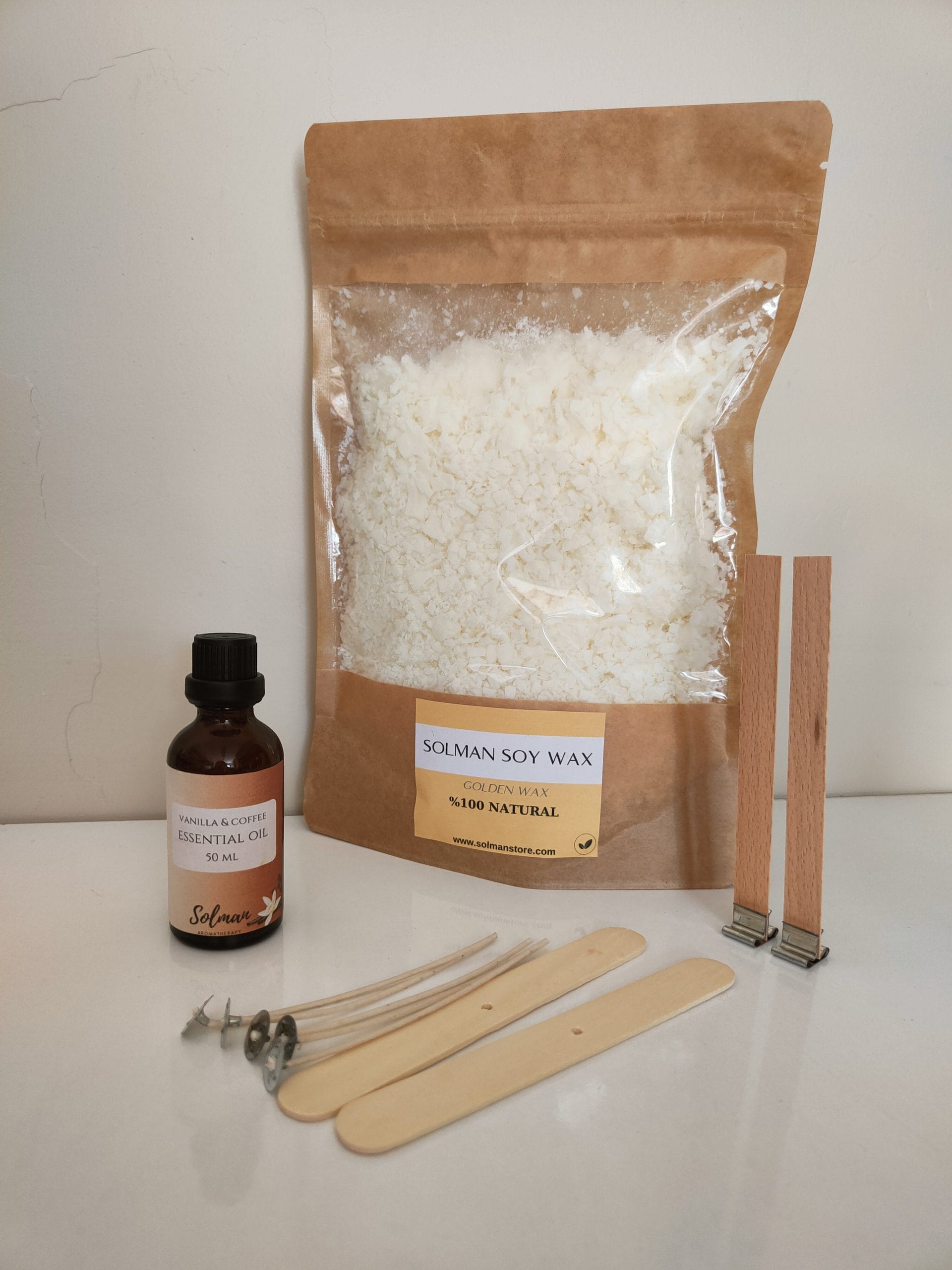 Mum Yapım Seti 0 Natürel Soya Wax Aromaterapi Doğal Mum Yapımı 500gr Mum Yapma Başlangıç Seti Malzemeleri