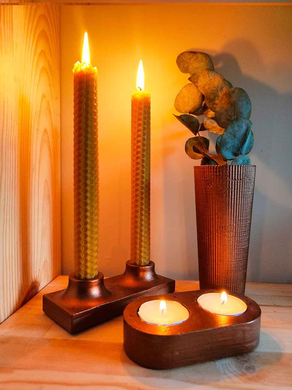 Dekoratif Bronz Obje Vazo Tealight Mumluk Şamdanlık Bal mumu Beton Ev Dekorasyon Seti Hediye Seti