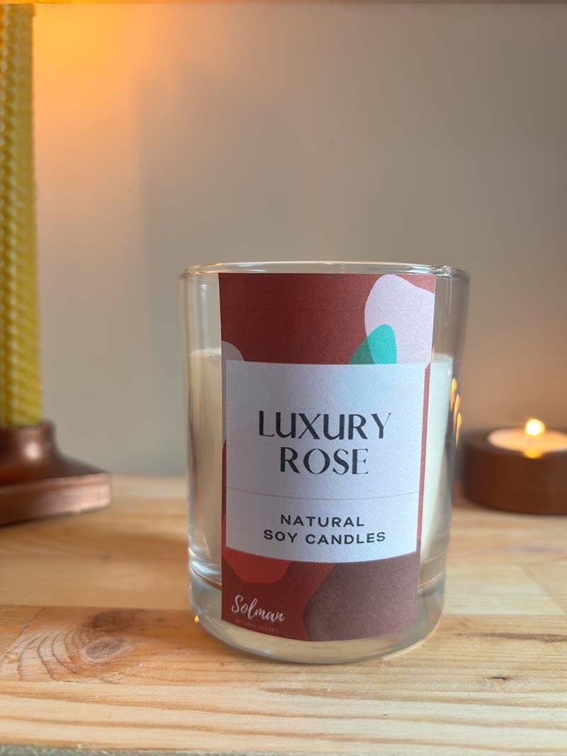 Soya Mumu Luxury Rose Soya wax Vegan Organik Gül Kokulu Soya Mumu Hediyelik Dekoratif Mum