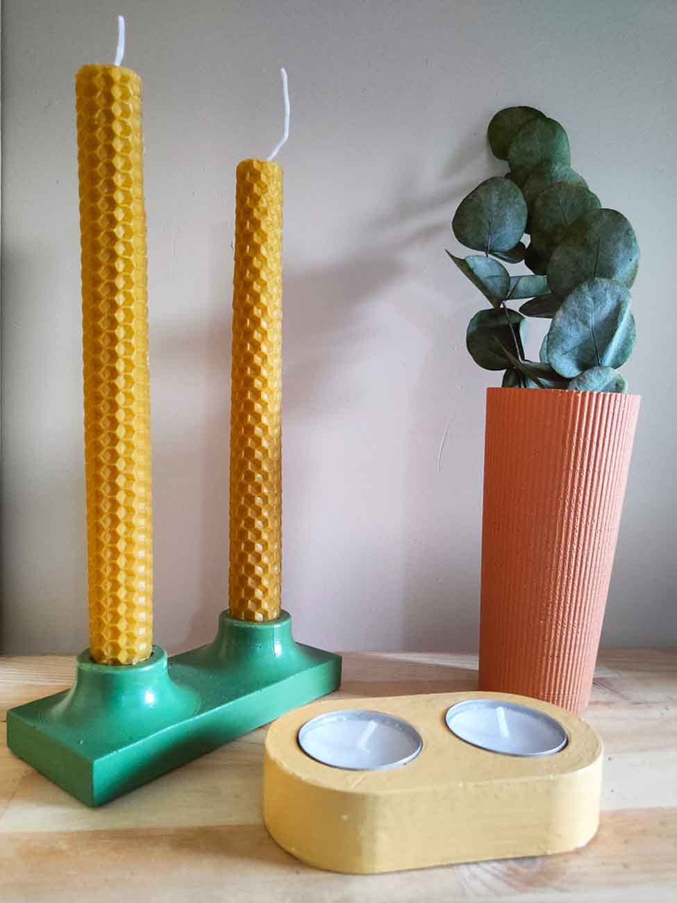 Dekoratif Renkli Obje Vazo Tealight Mumluk Şamdanlık Bal mumu Beton Ev Dekorasyon Seti Hediye Seti