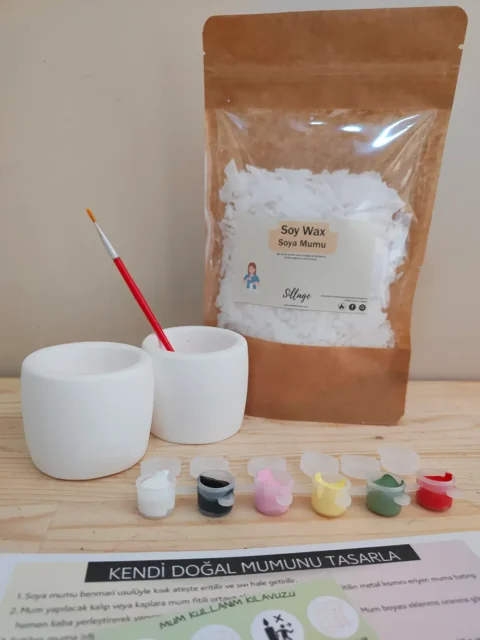 Beton Mum Kabı Boyama ve Mum Yapım Seti Yaratıcı Etkinlik DIY El Yapımı Dekorasyon Hediyelik Kit