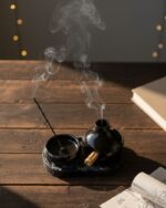 Seramik Tütsülük Seti Palo Santo Reçine ve Çubuk Tütsülük Meditasyon & Aromaterapi Dekoru - Görsel 3